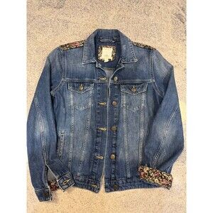Vintage esprit jean/denim jacket women with floral patterns